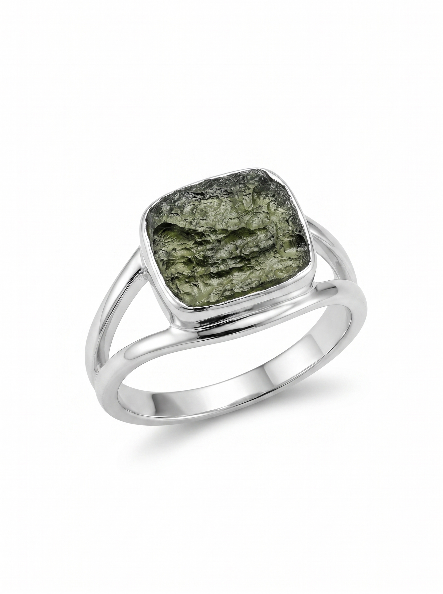 Natural Raw Moldavite Ring, 925 Solid Sterling Silver Czech Republic Raw Gemstone Handmade Jewelry Ring Gift For Her