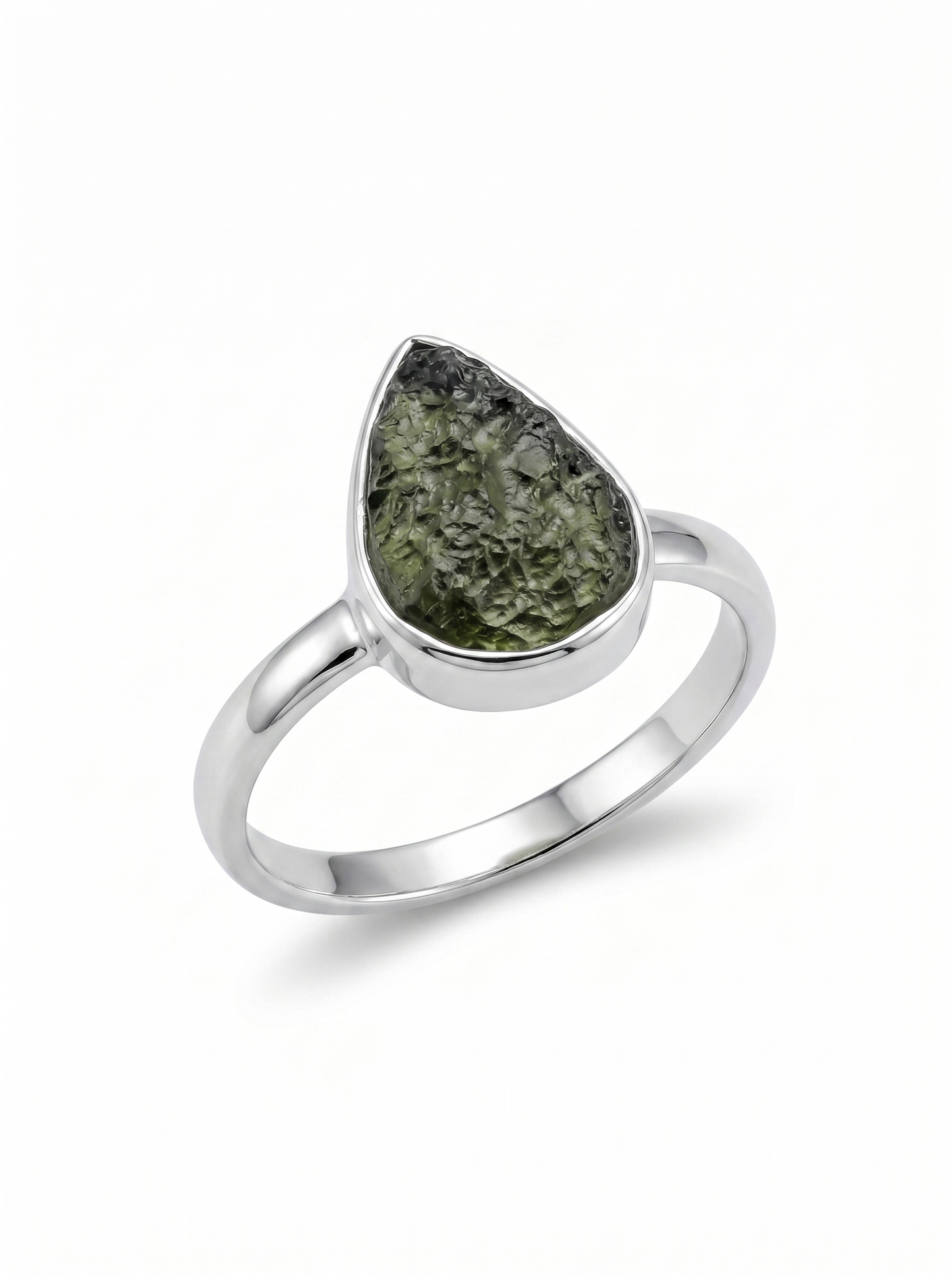 Natural Raw Moldavite Ring, 925 Solid Sterling Silver Czech Republic Raw Gemstone Handmade Jewelry Ring Gift For Her