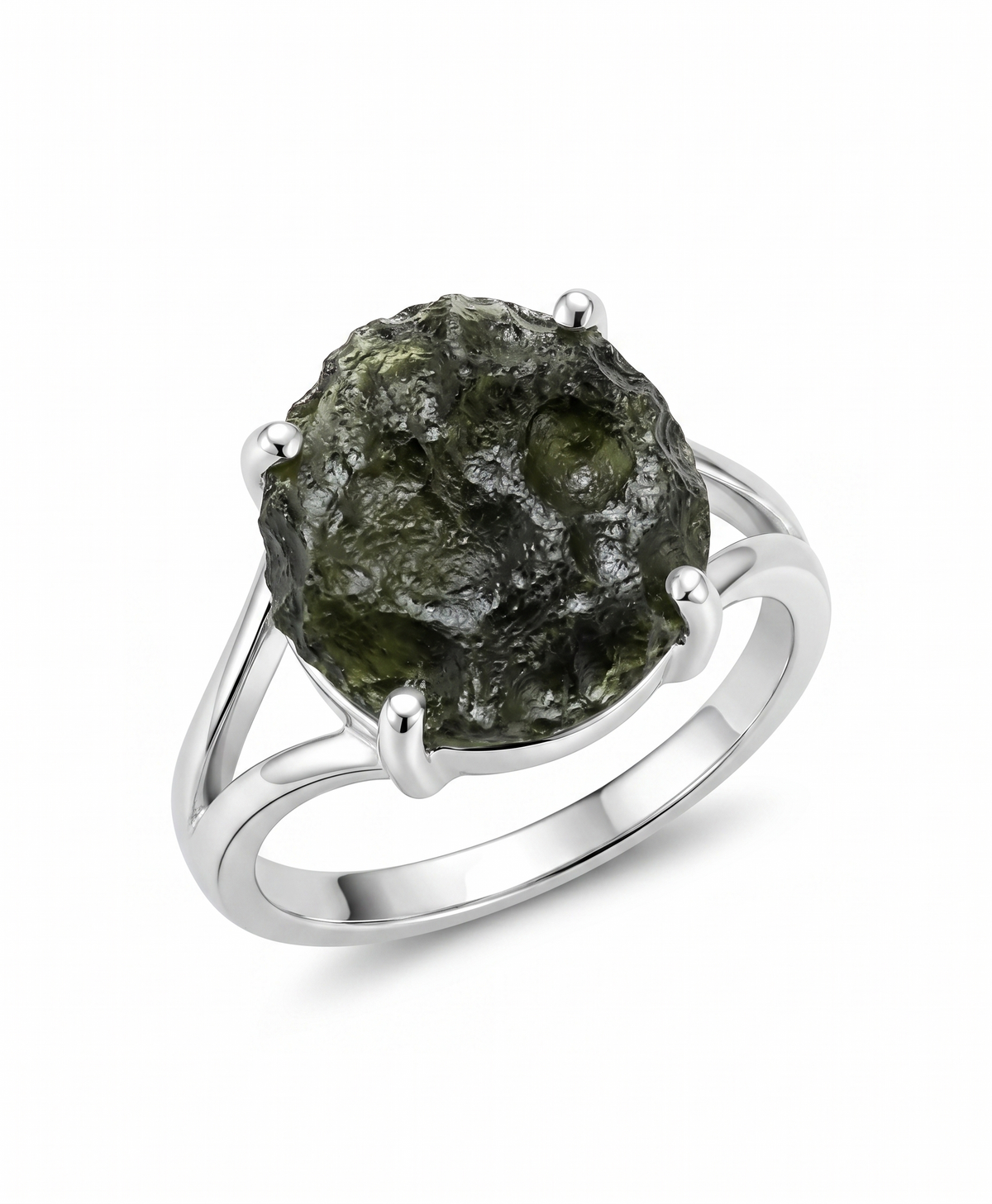 Natural Raw Moldavite Ring, 925 Solid Sterling Silver Czech Republic Raw Gemstone Handmade Jewelry Ring Gift For Her