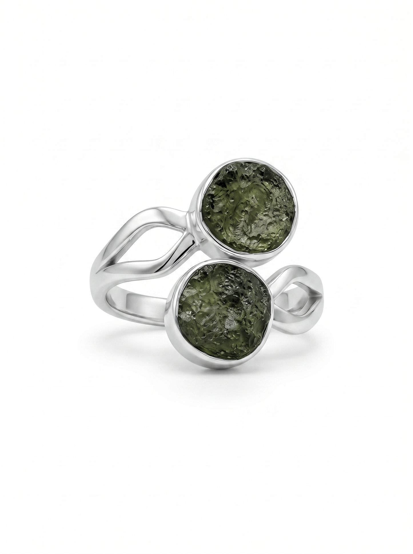 Natural Raw Moldavite Ring, 925 Solid Sterling Silver Czech Republic Raw Gemstone Handmade Jewelry Ring Gift For Her