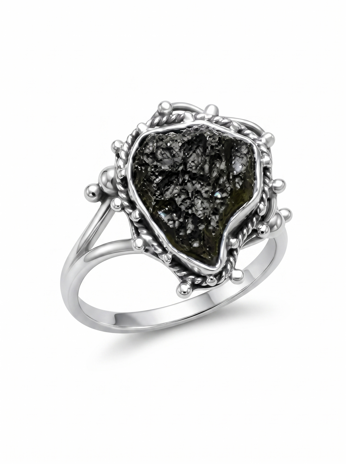 Moldavite Ring,925 Solid Sterling Silver Ring, Raw Stone Moldavite, Genuine Czech Republic Moldavite Gemstone Ring, Gift For Mom