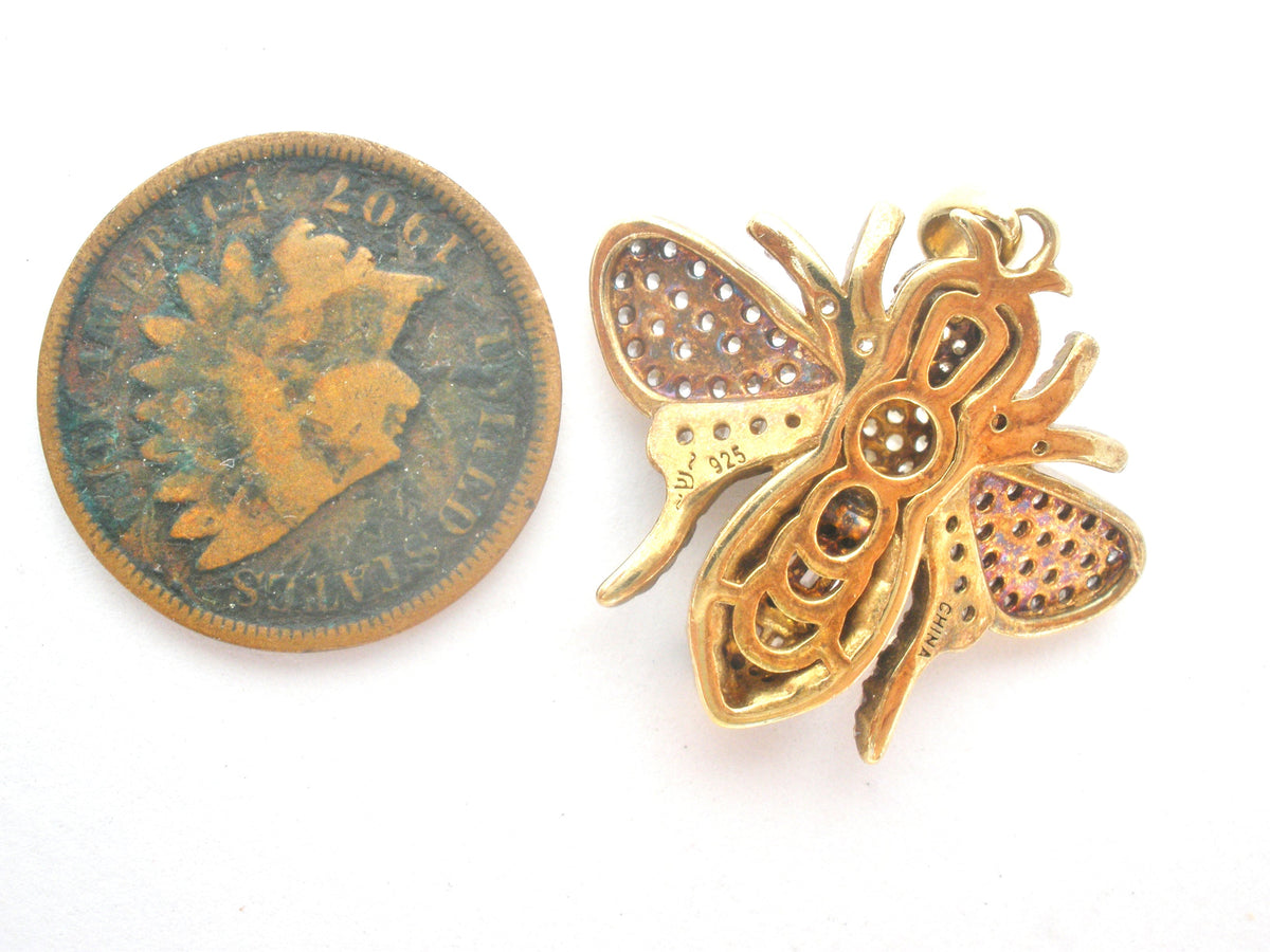 Gold Over Sterling Bumble Bee Pendant