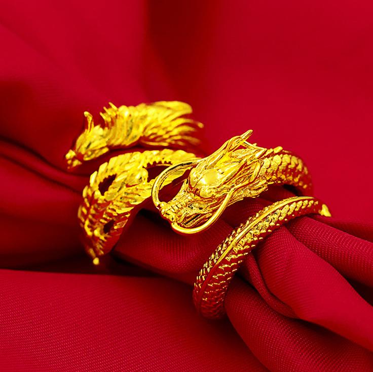 Dragon and Phoenix Couple Ring