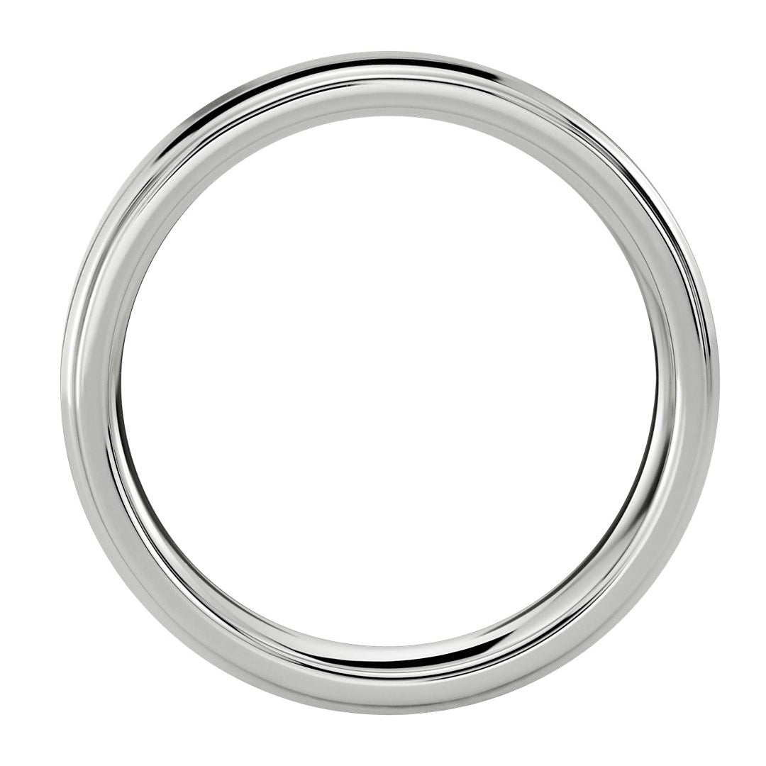 Grey Brushed and Polished Step Wedding Band Ring In Sterling Silver For Men