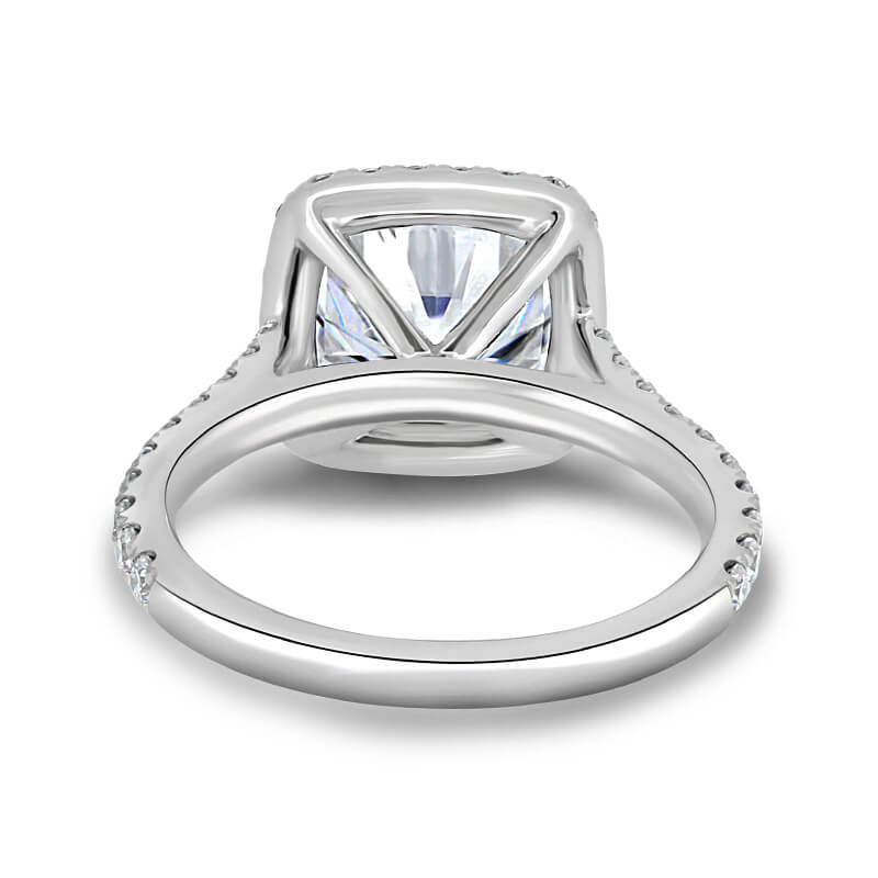 Halo Cushion Cut Simulated Diamond Pave Engagement Ring