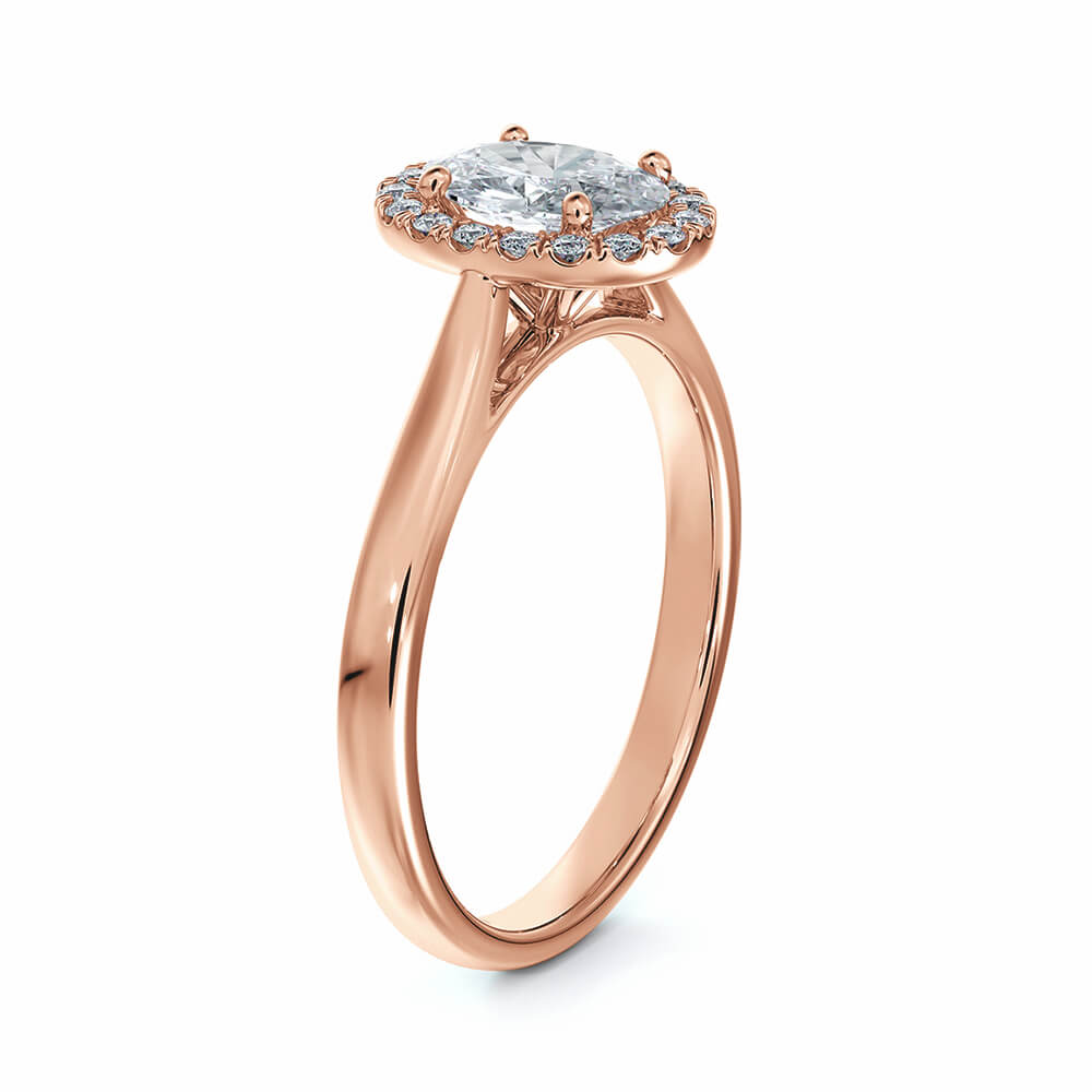 Halo Oval Cut Moissanite Gold Engagement Ring