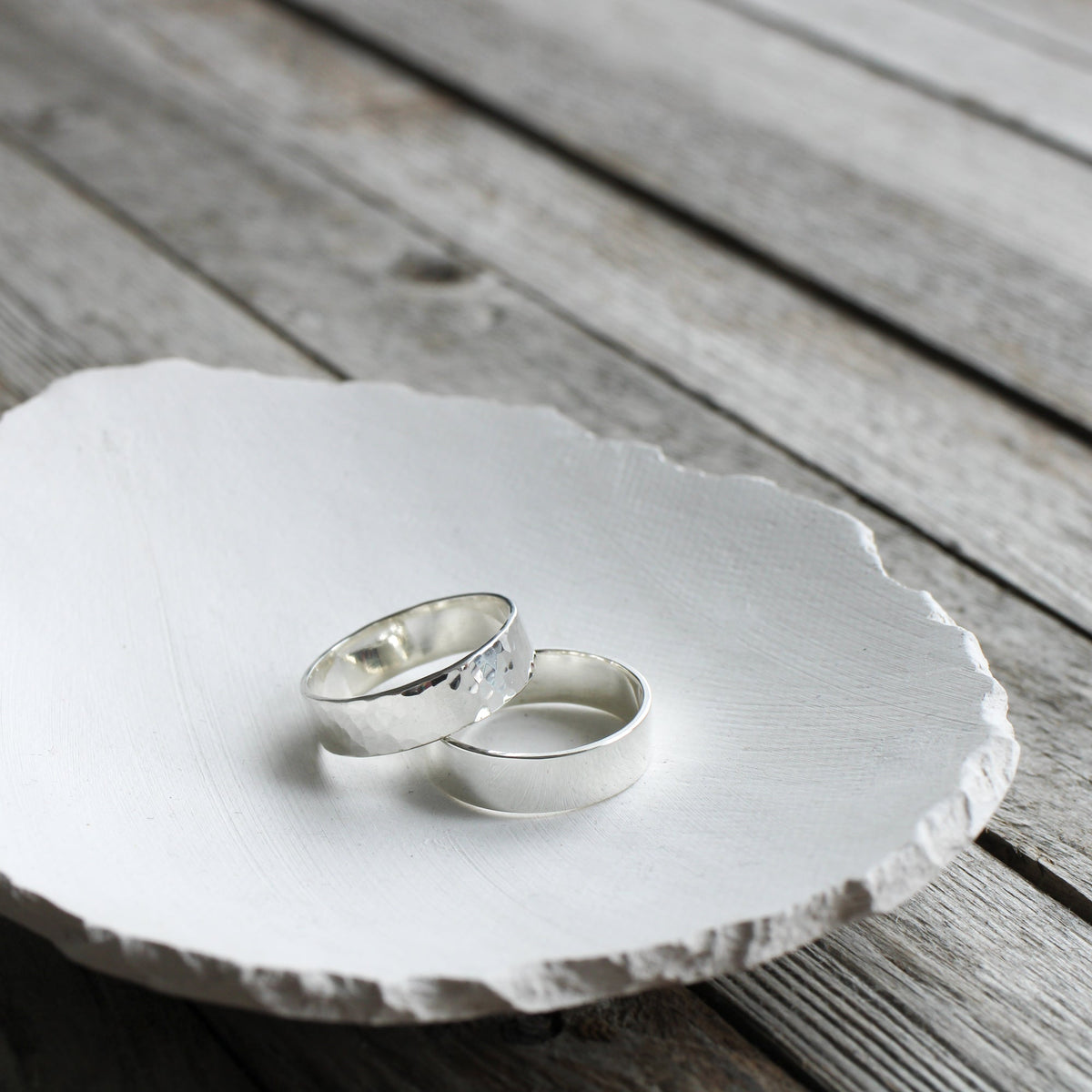 Hammered 6mm wide silver ring