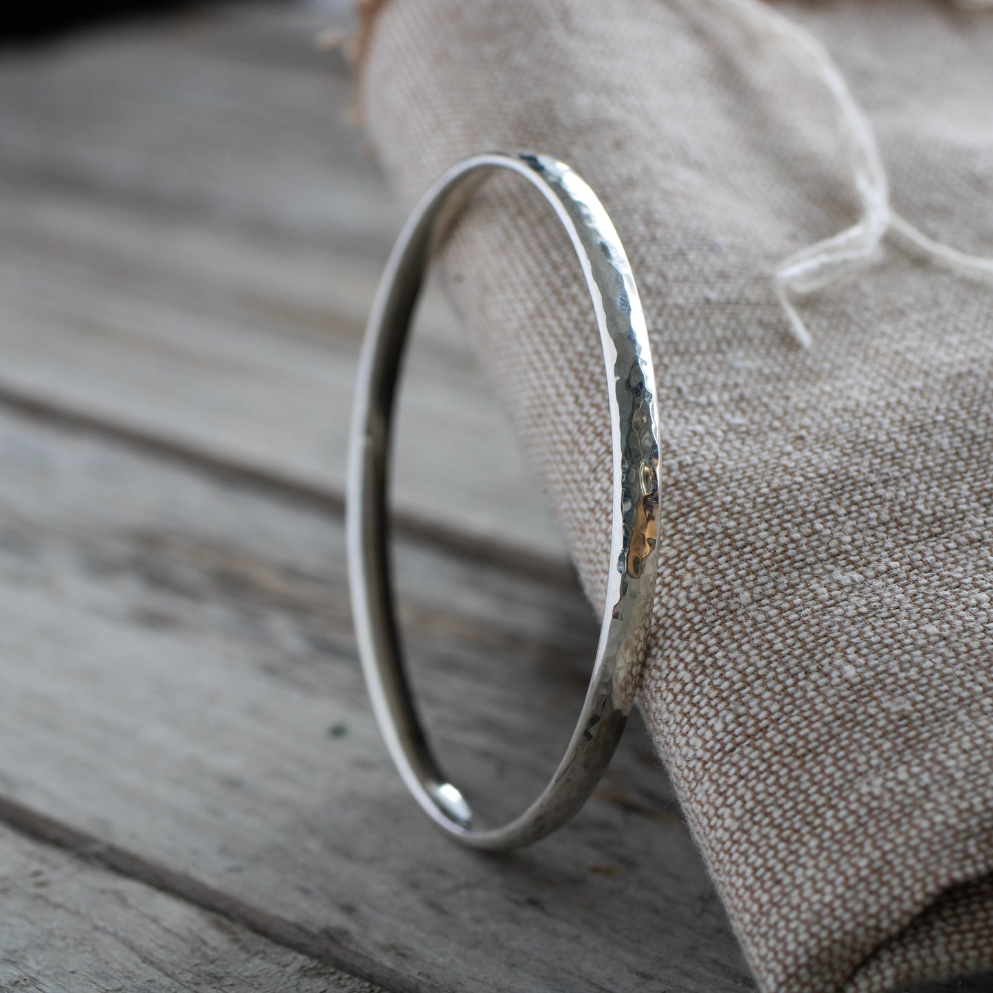 Hammered silver bangle