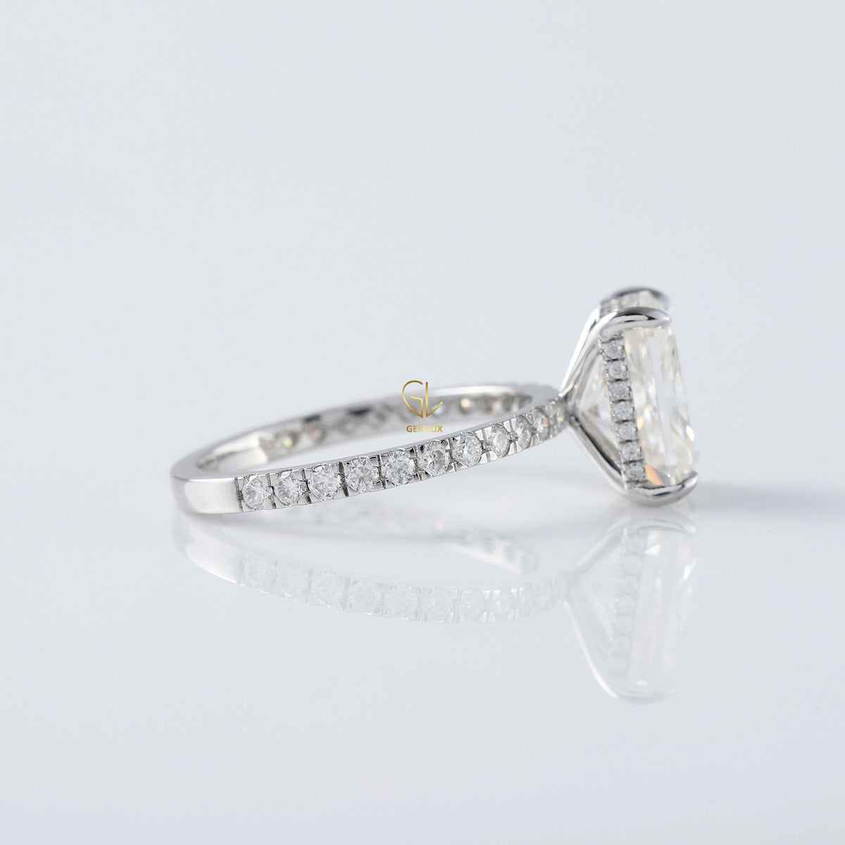 IGI Certified Radiant Cut Lab Grown Diamond Solitaire With Accent Ring
