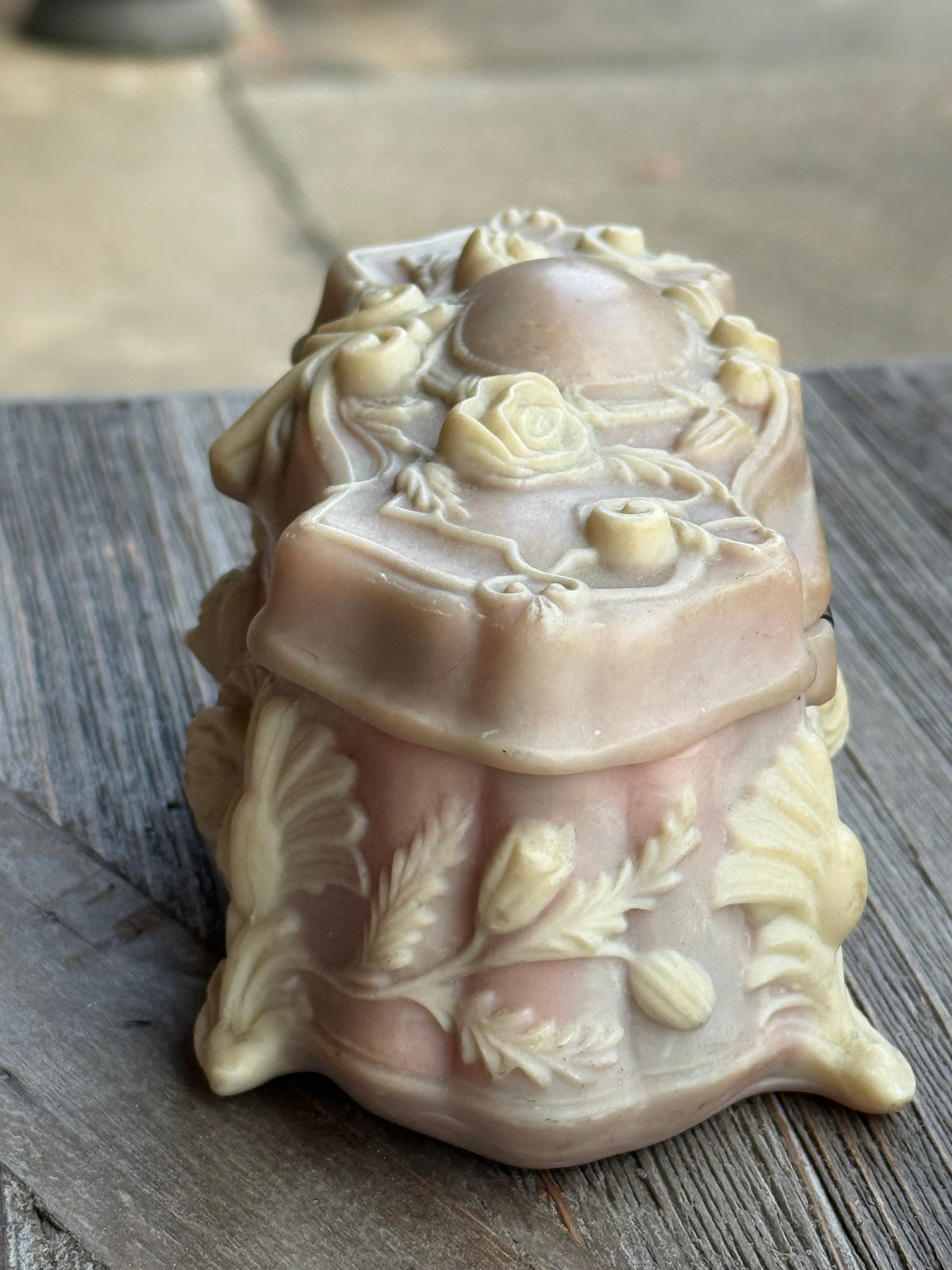 Vintage Incolay Rose Relief Trinket Box