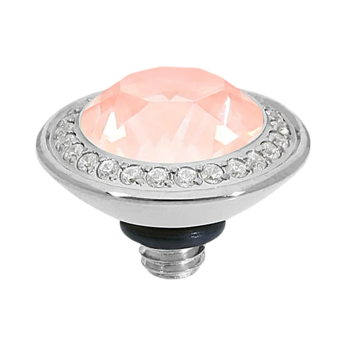 QUDO Tondo Deluxe Top 0.51" Silver | Pink Crystal Collection