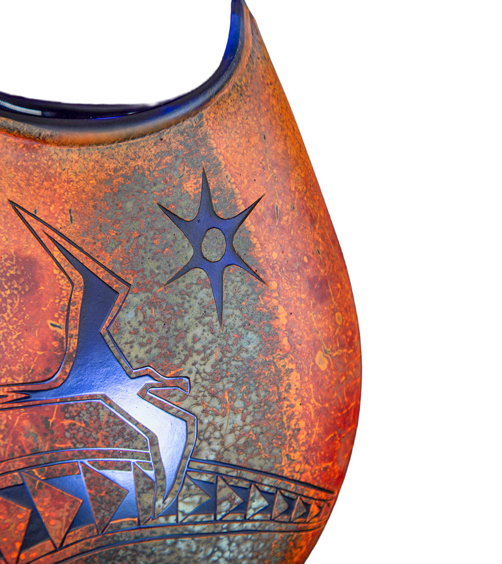 Glass "Blue / Earth I'Iwai Bird Basket - BSK-1" by Daniel Moe