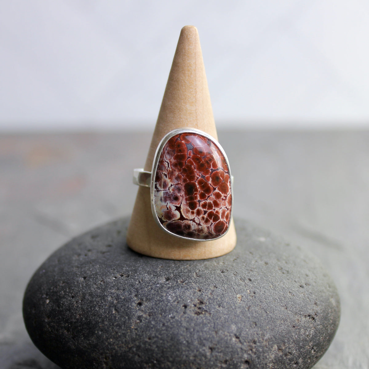 Oregon Orbicular Jasper Statement Ring Size 10.5 | PNW Gemstone | Handmade Sterling Silver