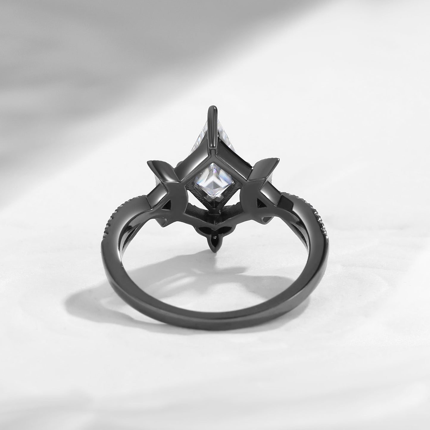 Celtic Moon - Kite Shaped Art Deco Moissanite Engagement Ring