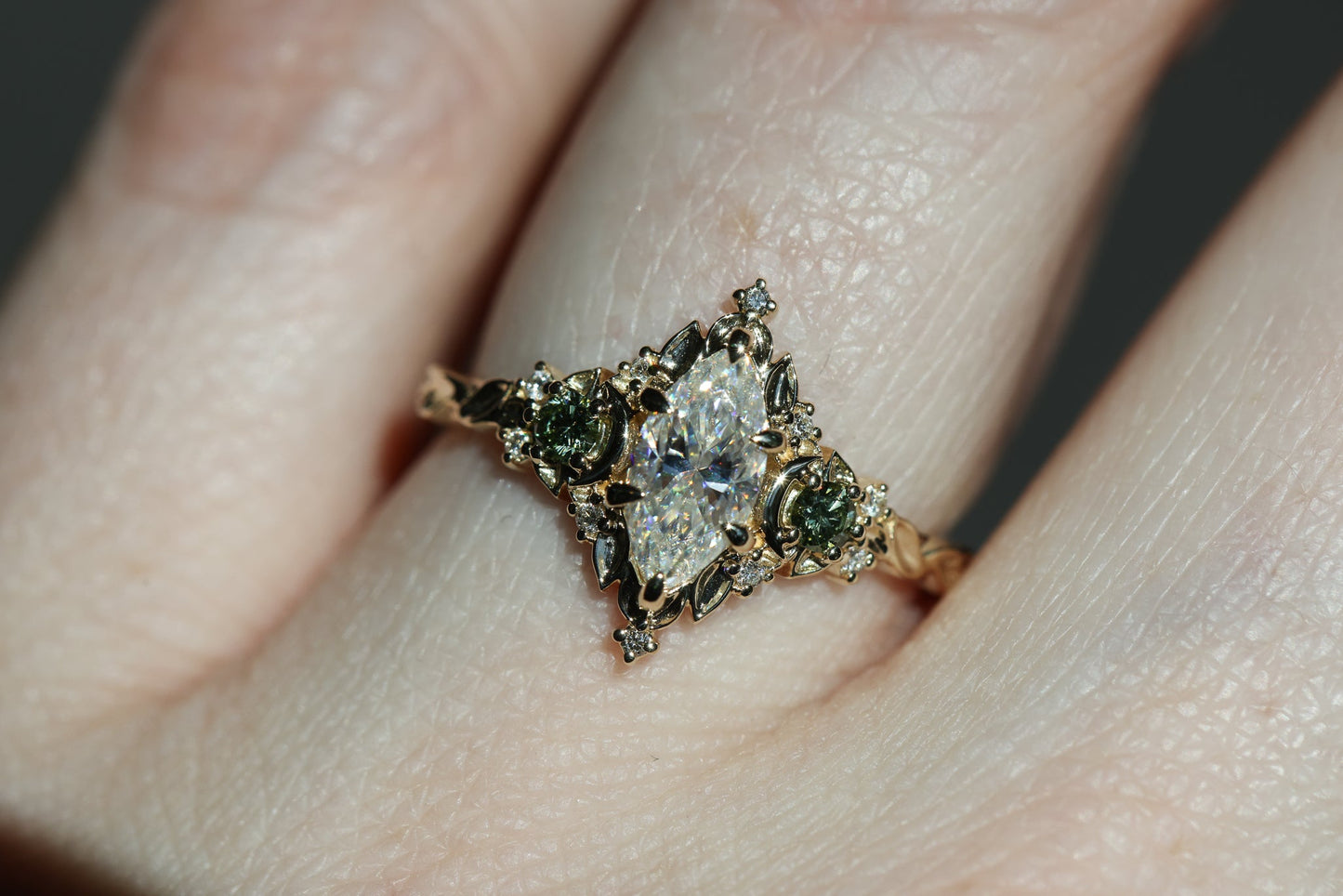 Customize your own Briar Moon Three stone with 9x4.5mm marquise center