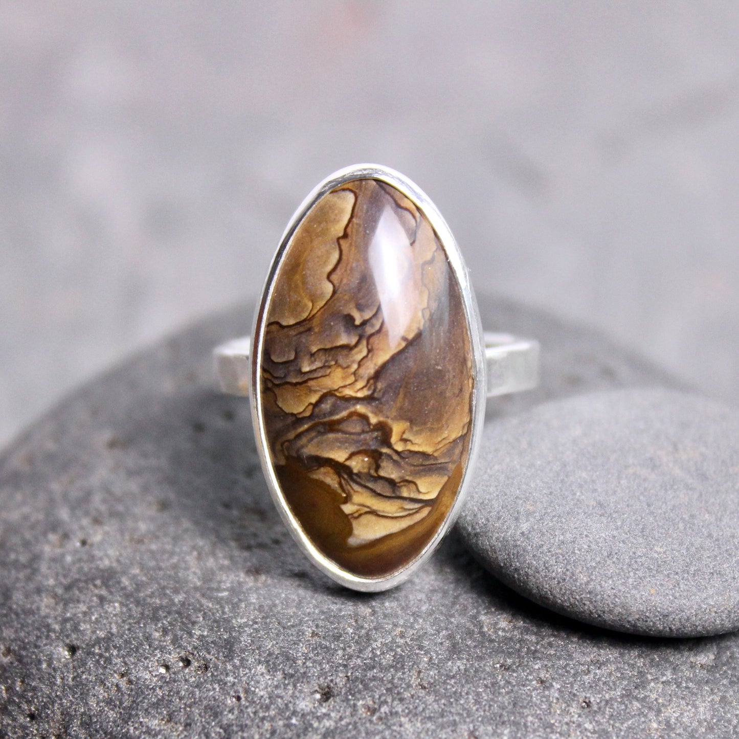 Oregon Biggs Picture Jasper Statement Ring Size 11.75 | PNW Gemstone | Handmade Sterling Silver
