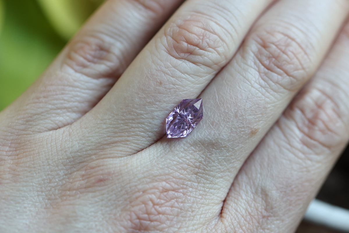 3.30ct hexagon lab sapphire, Fantasy cut by Fellowship Forge
