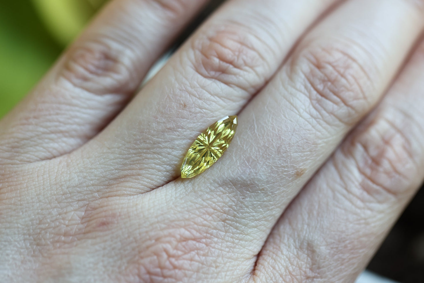 2.87ct marquise yellow sapphire, Fantasy cut by Fellowship Forge