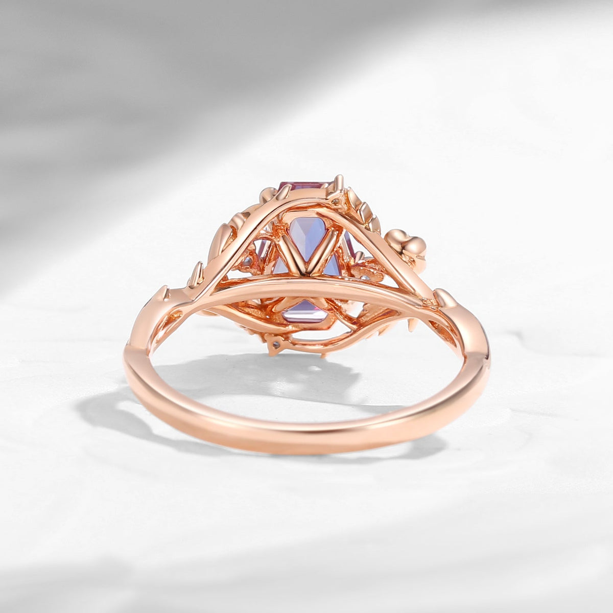 Unique Coffin Lab Alexandrite Thorns & Roses Engagement Ring