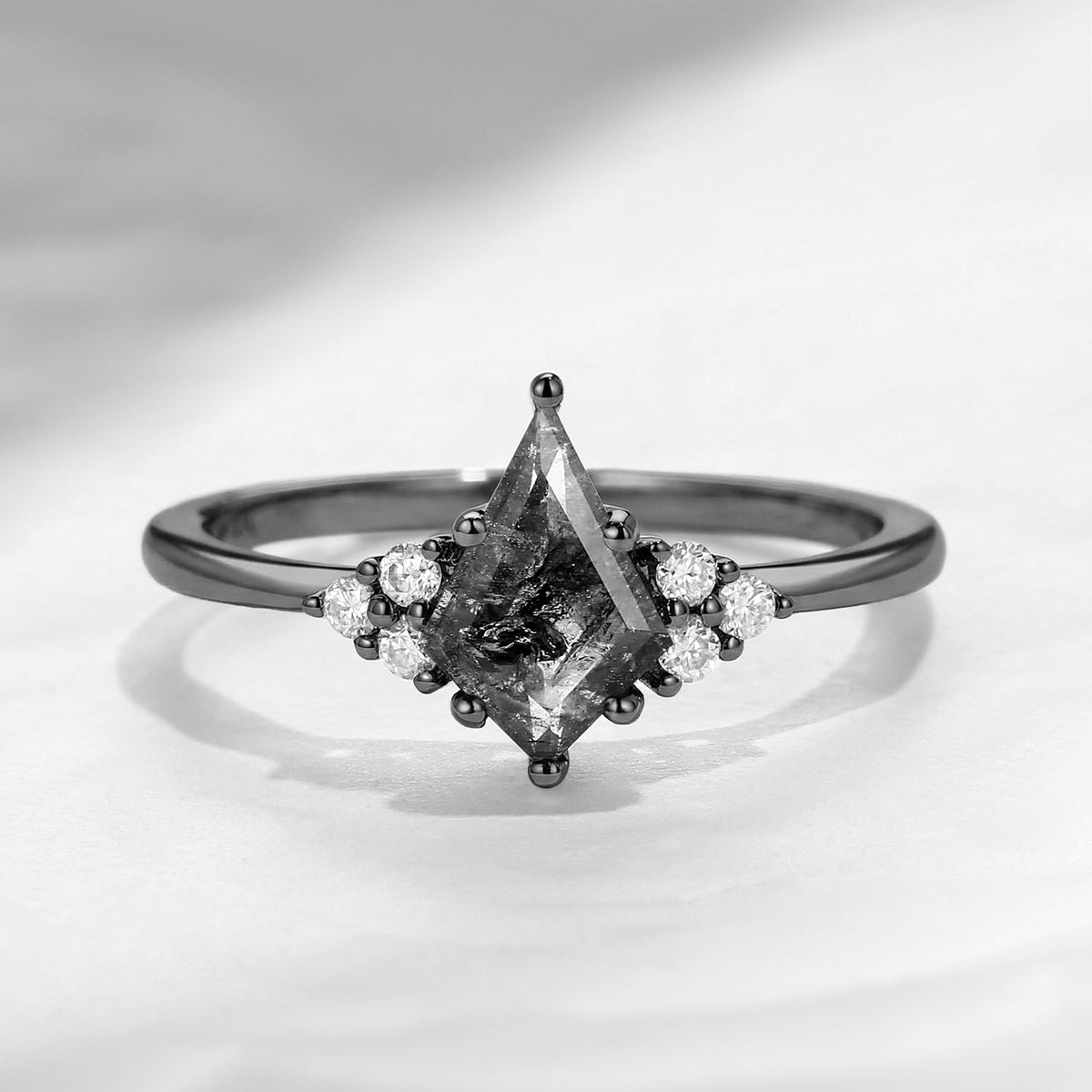 Classic Style Kite Cut Herkimer Diamond Cluster Engagement Ring