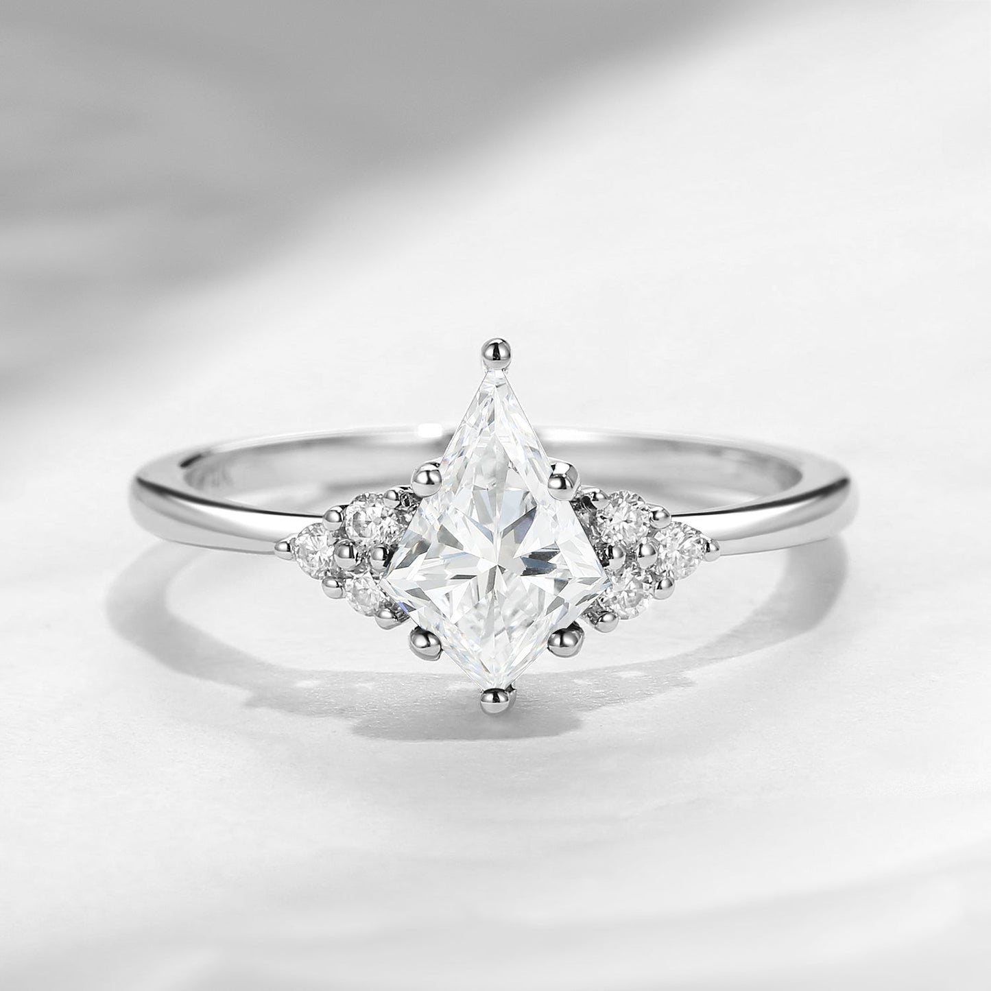 Classic Style Kite Cut Lab Diamond Cluster Engagement Ring