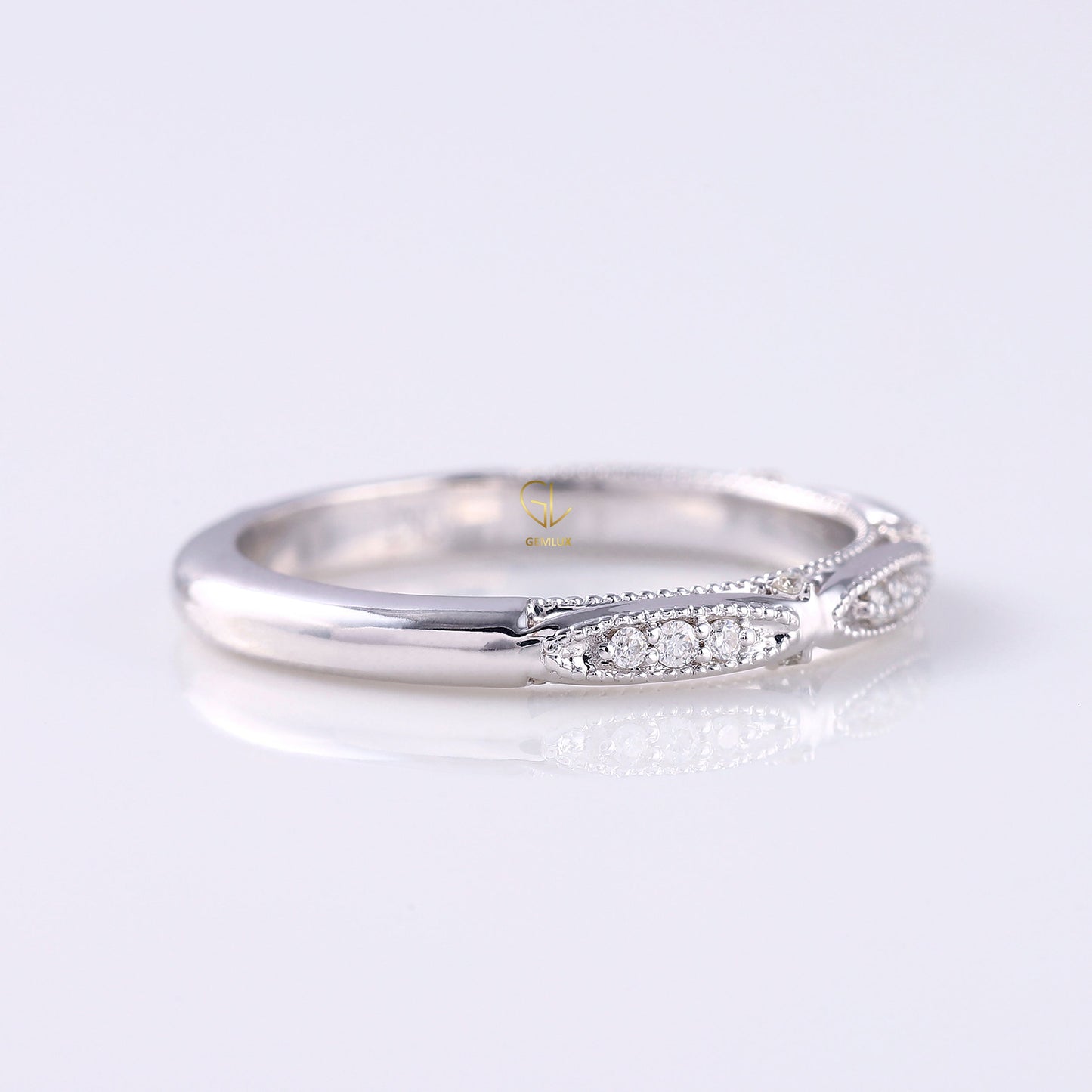 Lab Grown Vintage Art Deco Milgrain Wedding Band