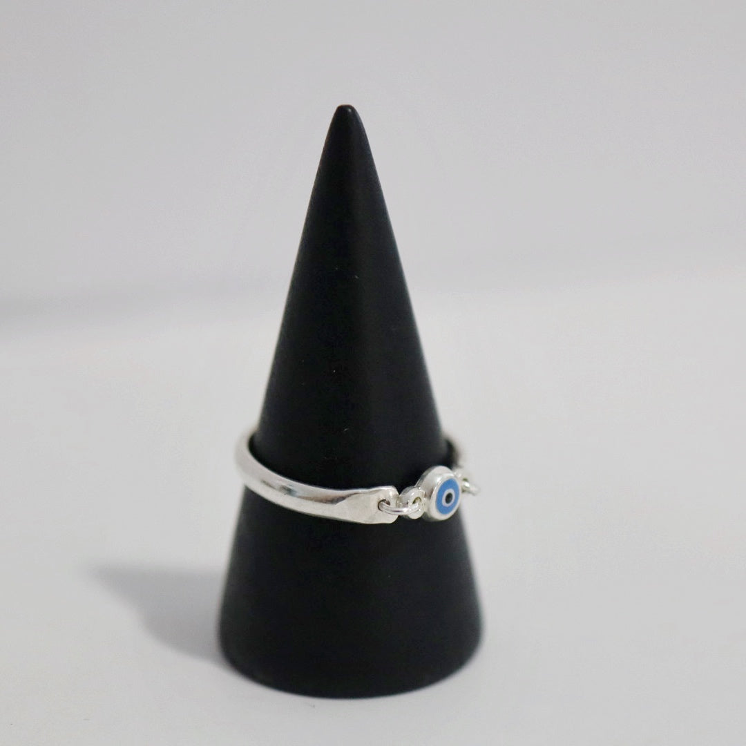 Evil Eye Connector Ring in Sterling Silver