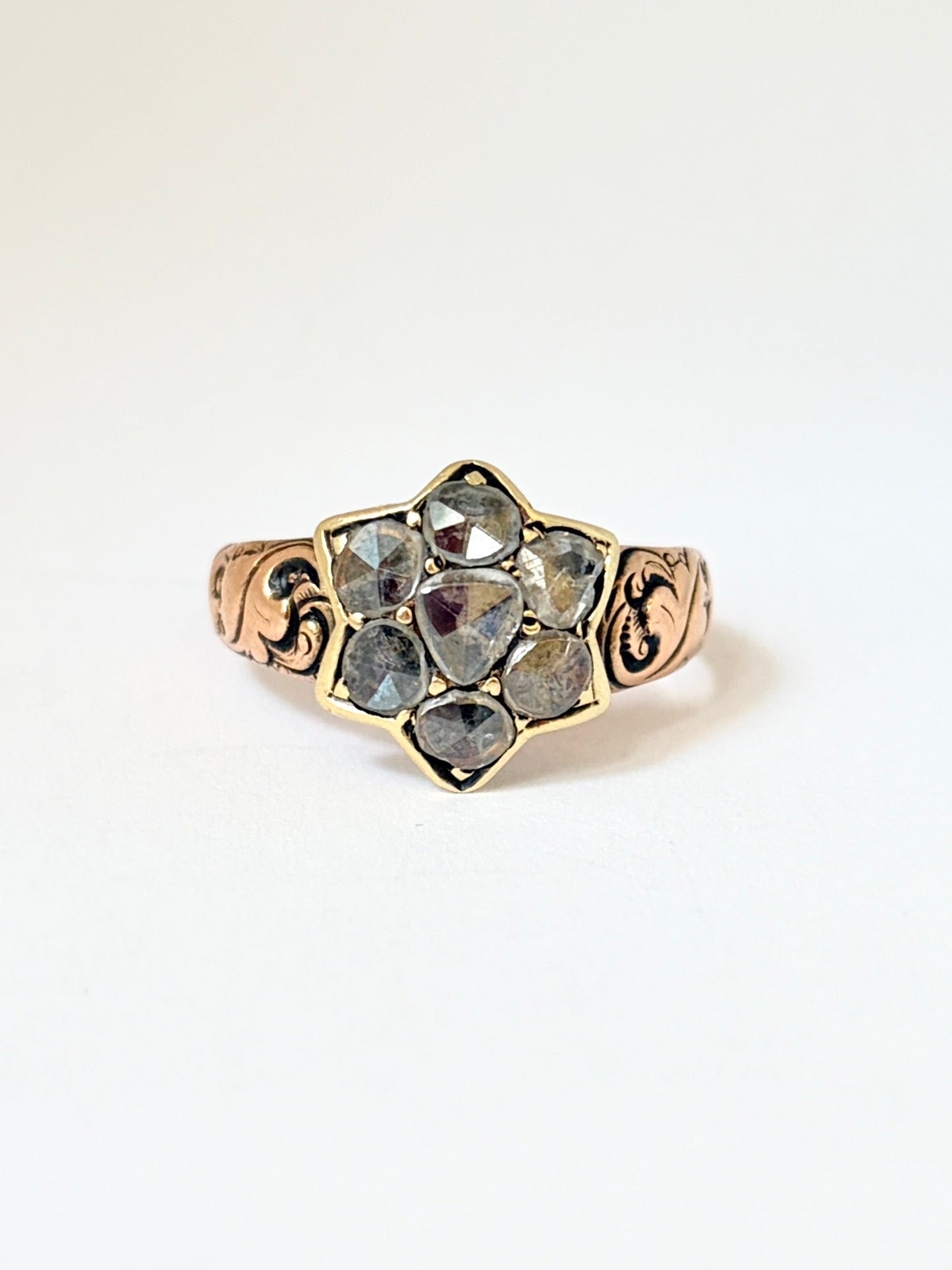 15ct Gold Rose Cut Diamond Star Ring