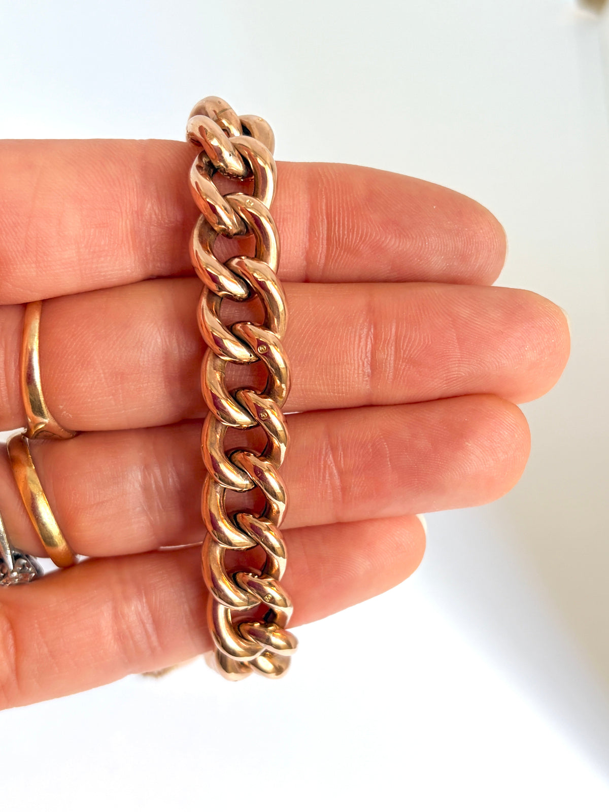 9ct Gold, Victorian Night and Day Bracelet with Heart Padlock Clasp, 22g and 8 inches