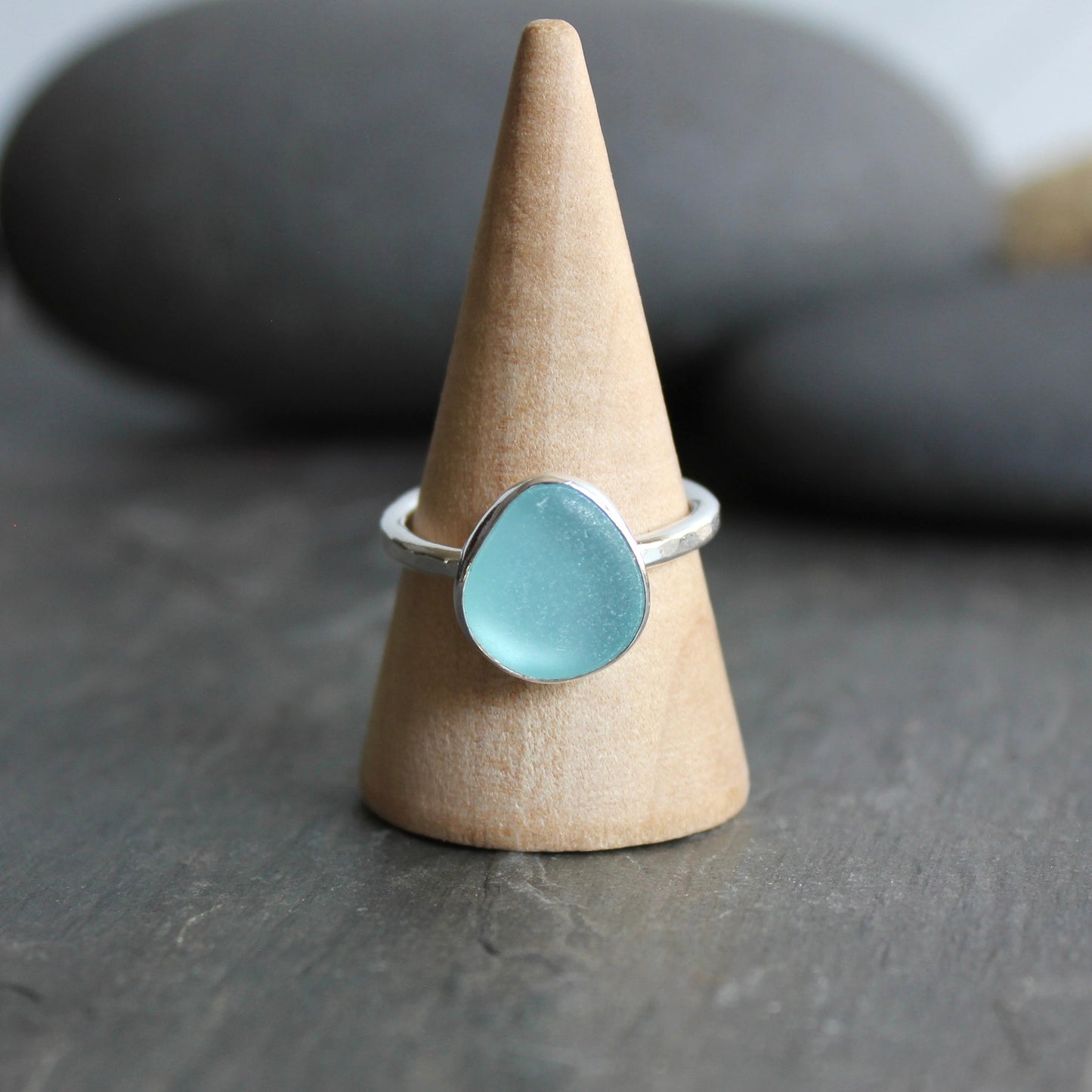 Aqua Turquoise Blue Stackable Ring