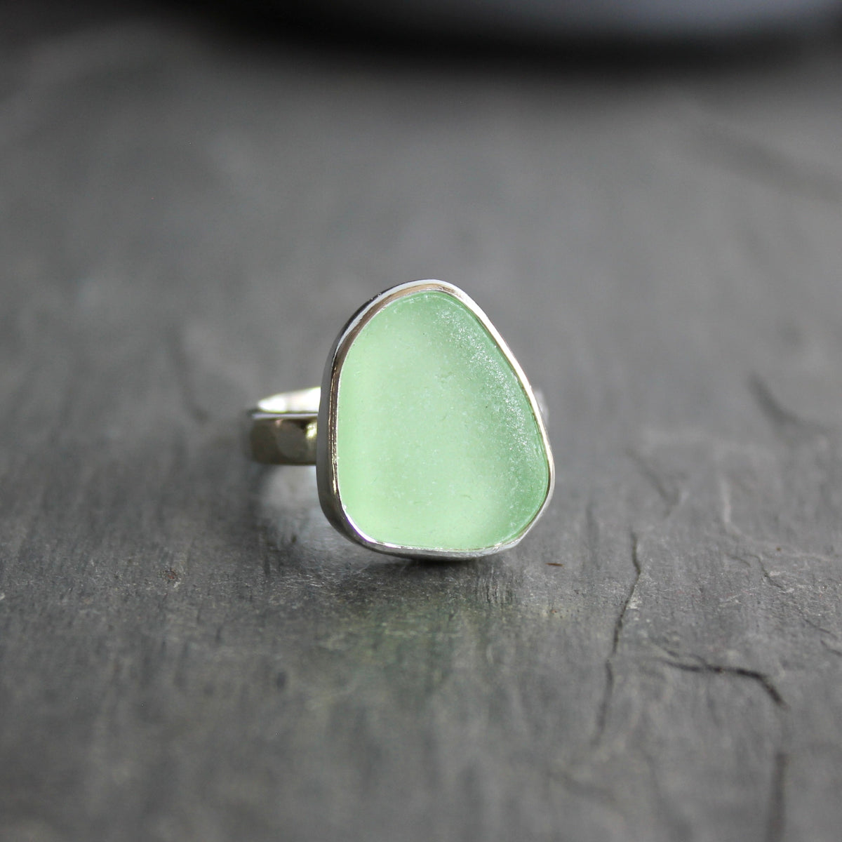 Sea Foam Green Sea Glass Ring | Handmade | Sterling Silver | Size 6