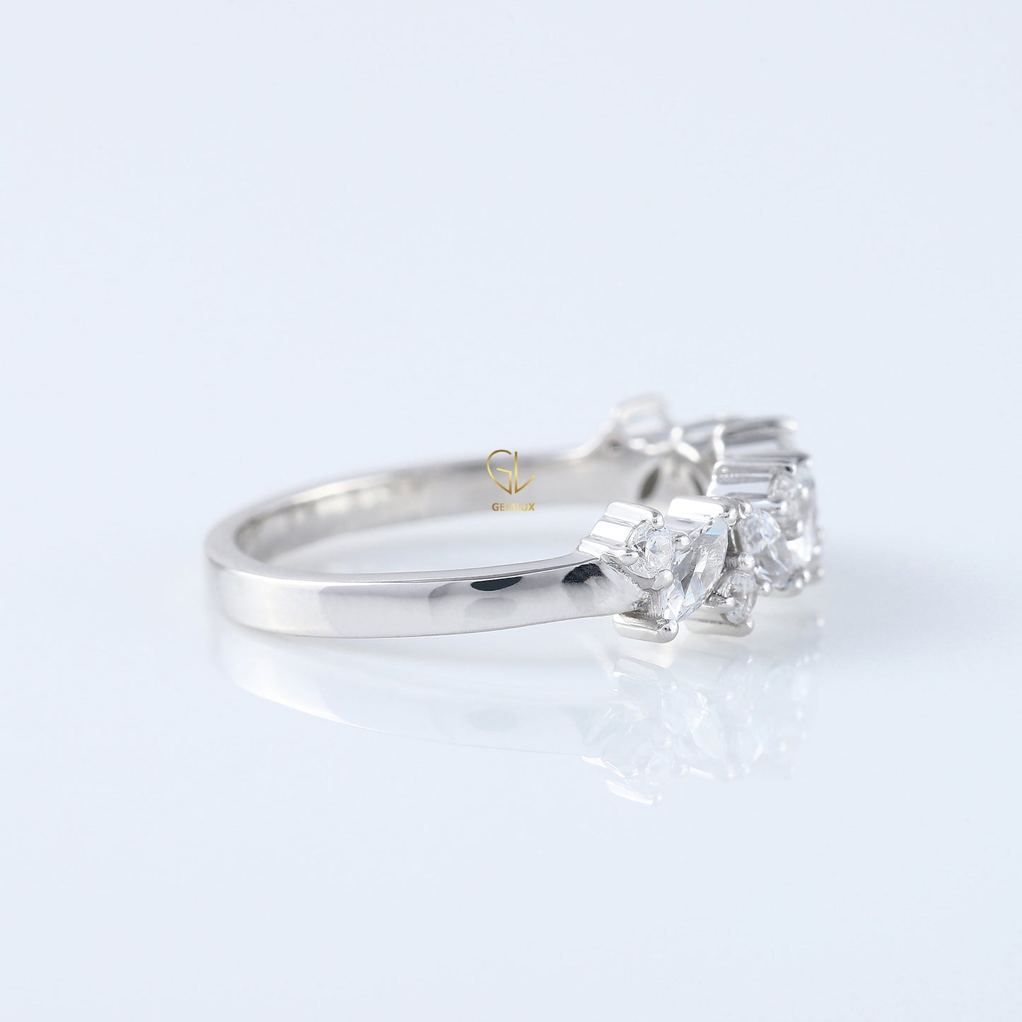Marquise & Round Lab Grown Wedding Band