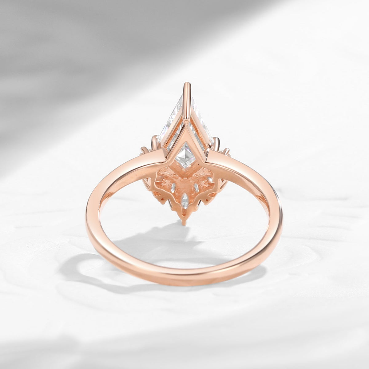 Unique Kite Shaped Moissanite Butterfly Cluster Engagement Ring