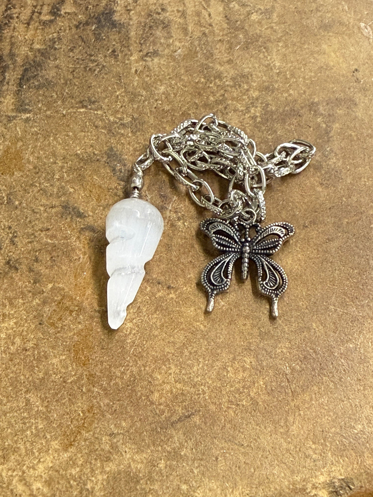 Selenite and Butterfly Pendulum