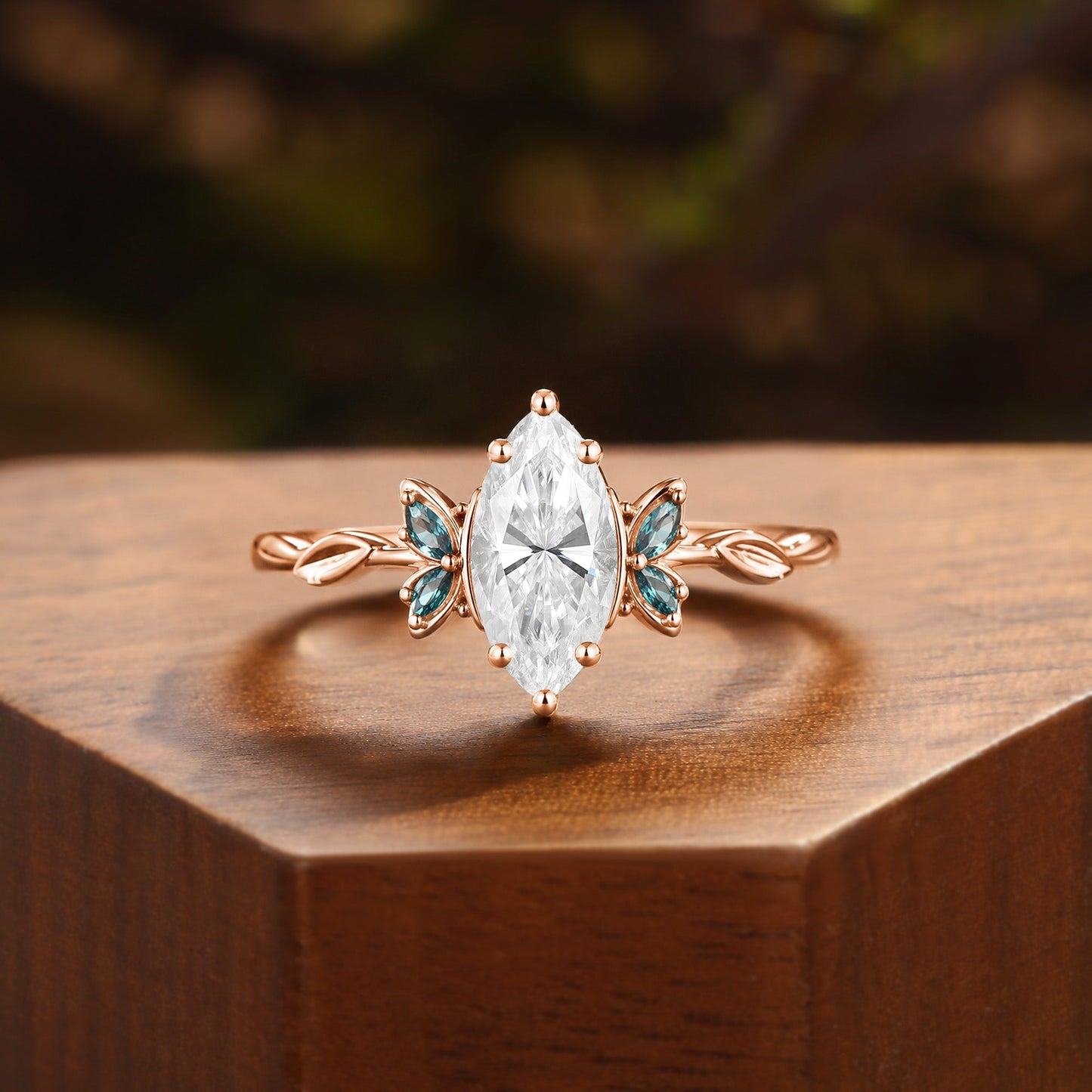 Butterfly Marquise Cut Moissanite Leaf Engagement Ring - Nox