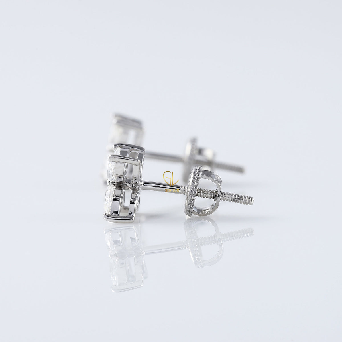 Four Stone Marquise Cut Lab Grown Flower Stud Earrings