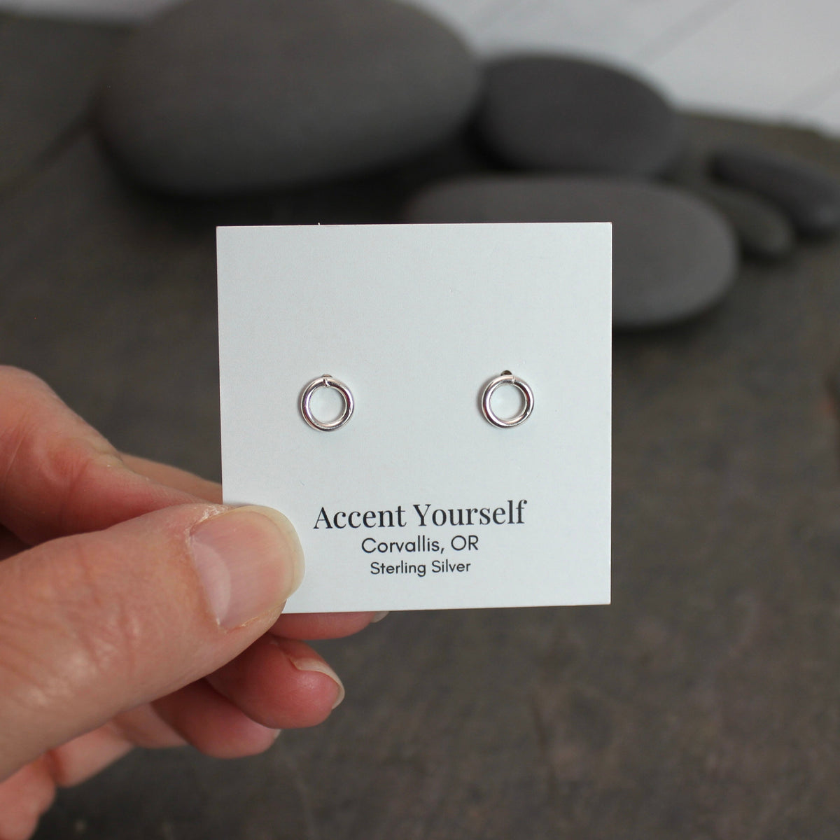 Tiny Sterling Silver Circle Stud Earrings | Handmade Jewelry