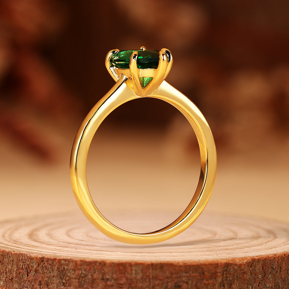 2.07CT Marquise Cut Lab Emerald Elegant Solitaire Engagement Ring