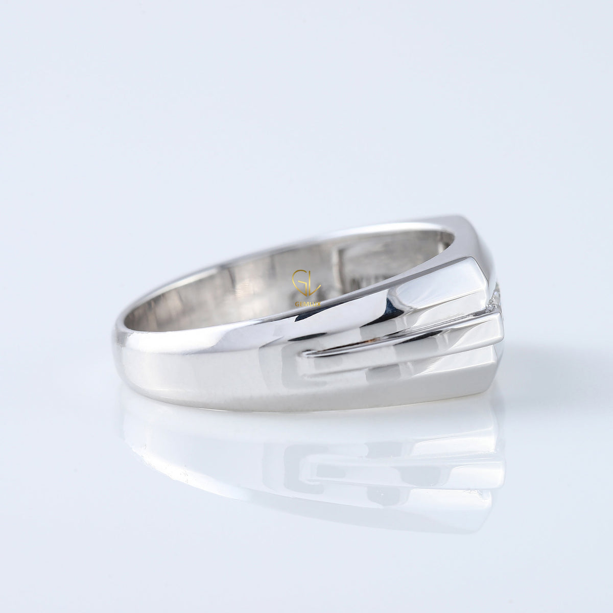 Five Stone Round Moissanite Channel Set Men's Engagement Ring