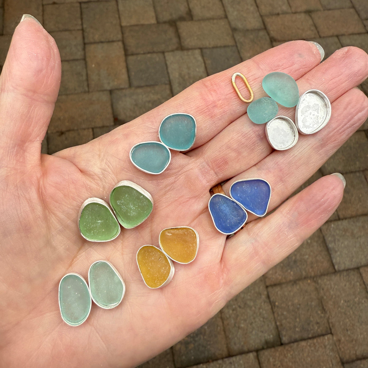 Cobalt Blue Dangly Sea Glass Earrings | Handmade | Sterling Silver