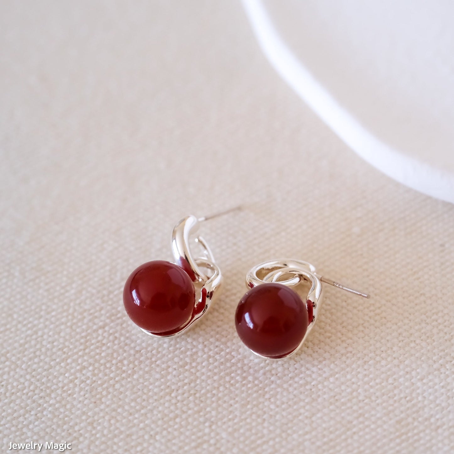 10mm Red Carnelian Earrings