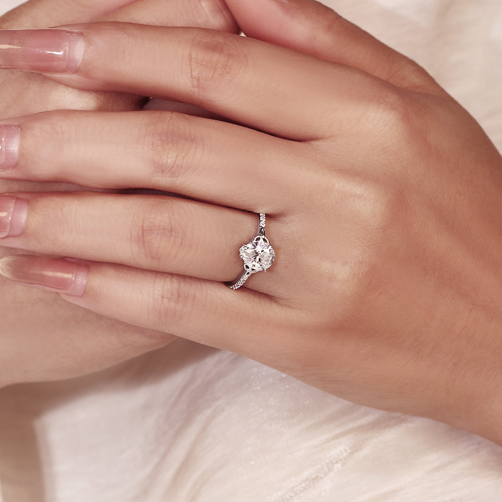 Nature Inspired 1.42ct Pear Cut Moissanite Engagement Ring, Celtic Knot Accents