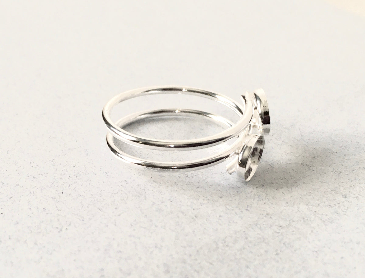 Triple Band Silver Double Oval Ring Blank