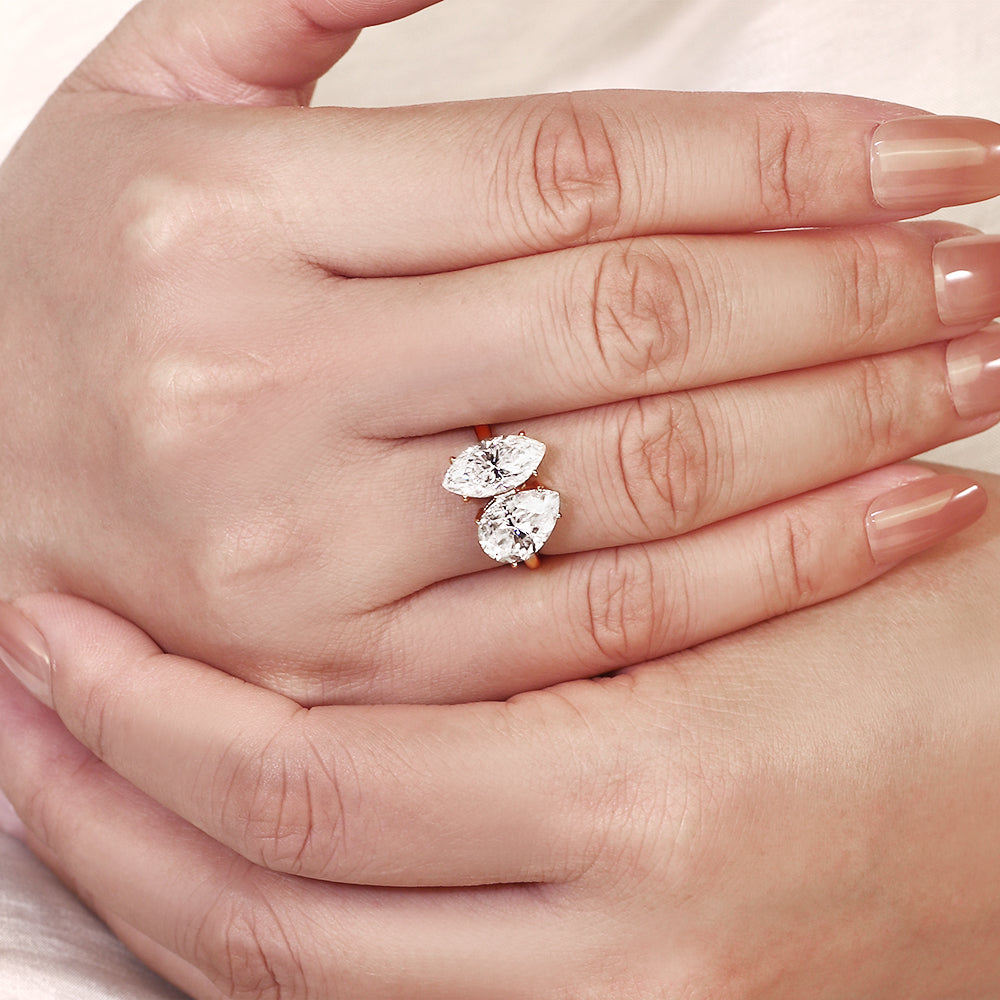 Unique Marquise & Pear Cut Two-Stone Toi et Moi Engagement Ring