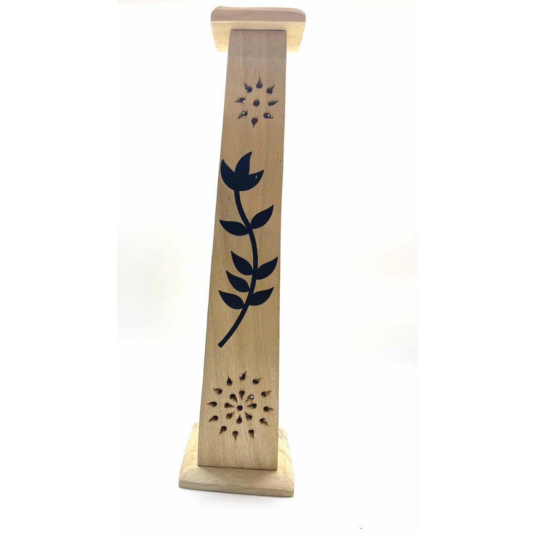 Floral Design Wooden Tower Burner for Sticks & Cone