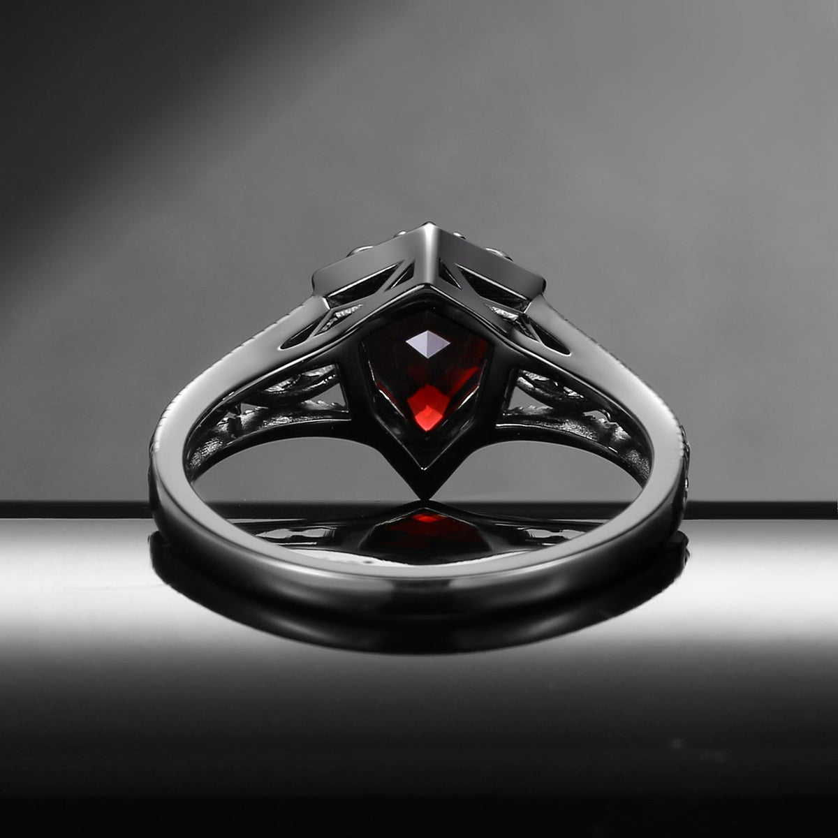 Shield Cut 'Fallen Aegis' Gothic Inspired Filigree Gold Engagement Ring