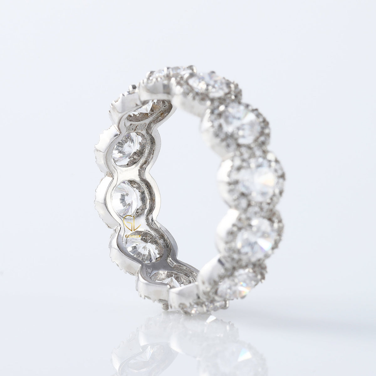 Round Cut Moissanite Eternity Wedding Band