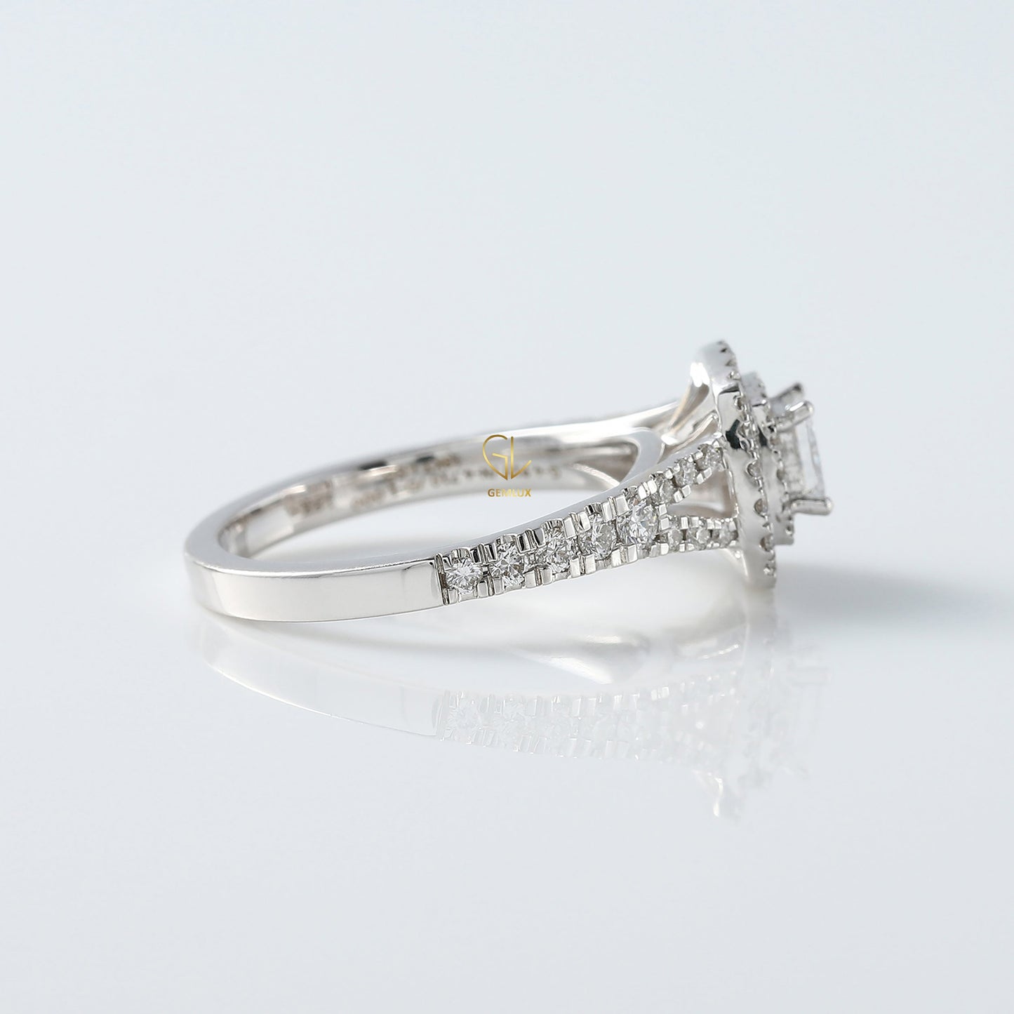 Princess Cut Lab Grown Diamond Double Halo Split Shank Engagement Ring