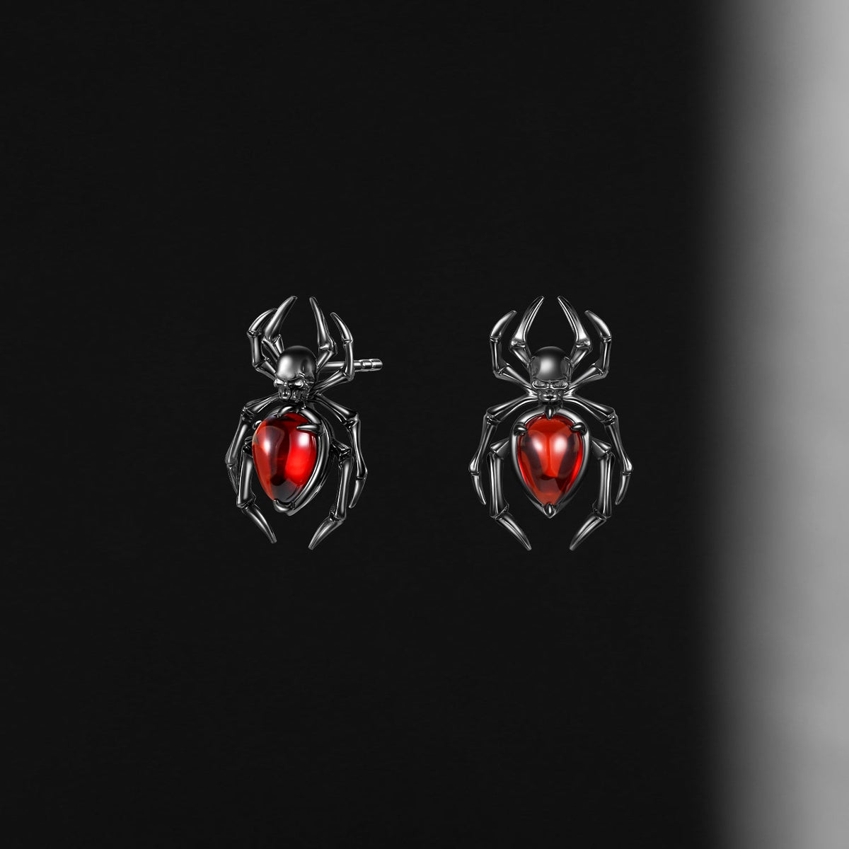 Unique Gothic Spider & Skull Pear Garnet Black Gold Inspired Jewelry Set - Spider Jewelry Box