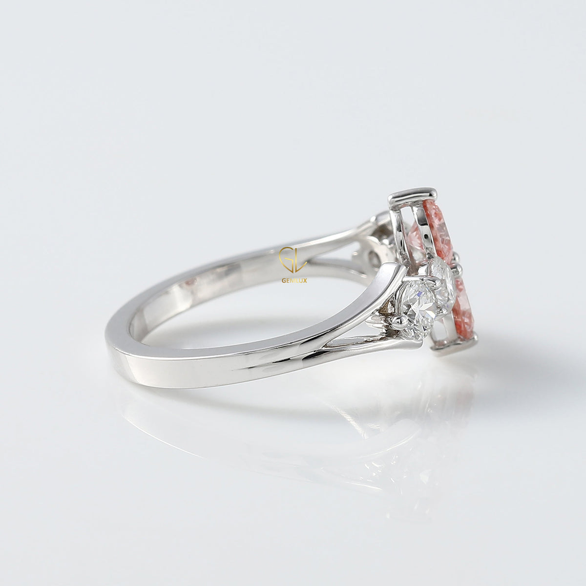Pink Round Lab Grown Diamond 6 Stone Ring